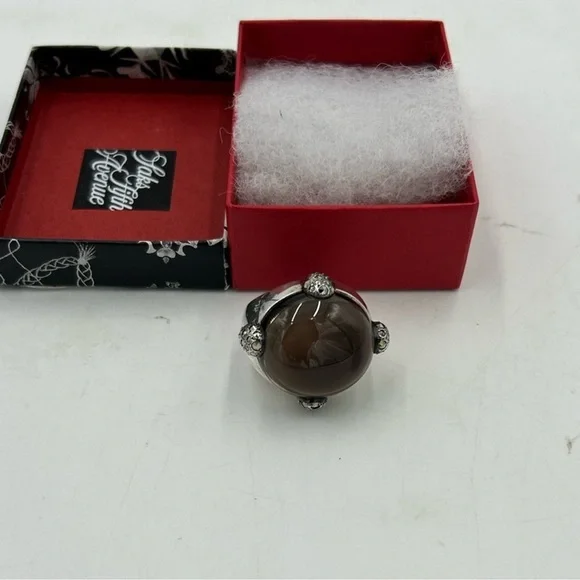 Pomellato 67 smoky quartz/marcasite sterling silver Griffes ring size 6, Italy